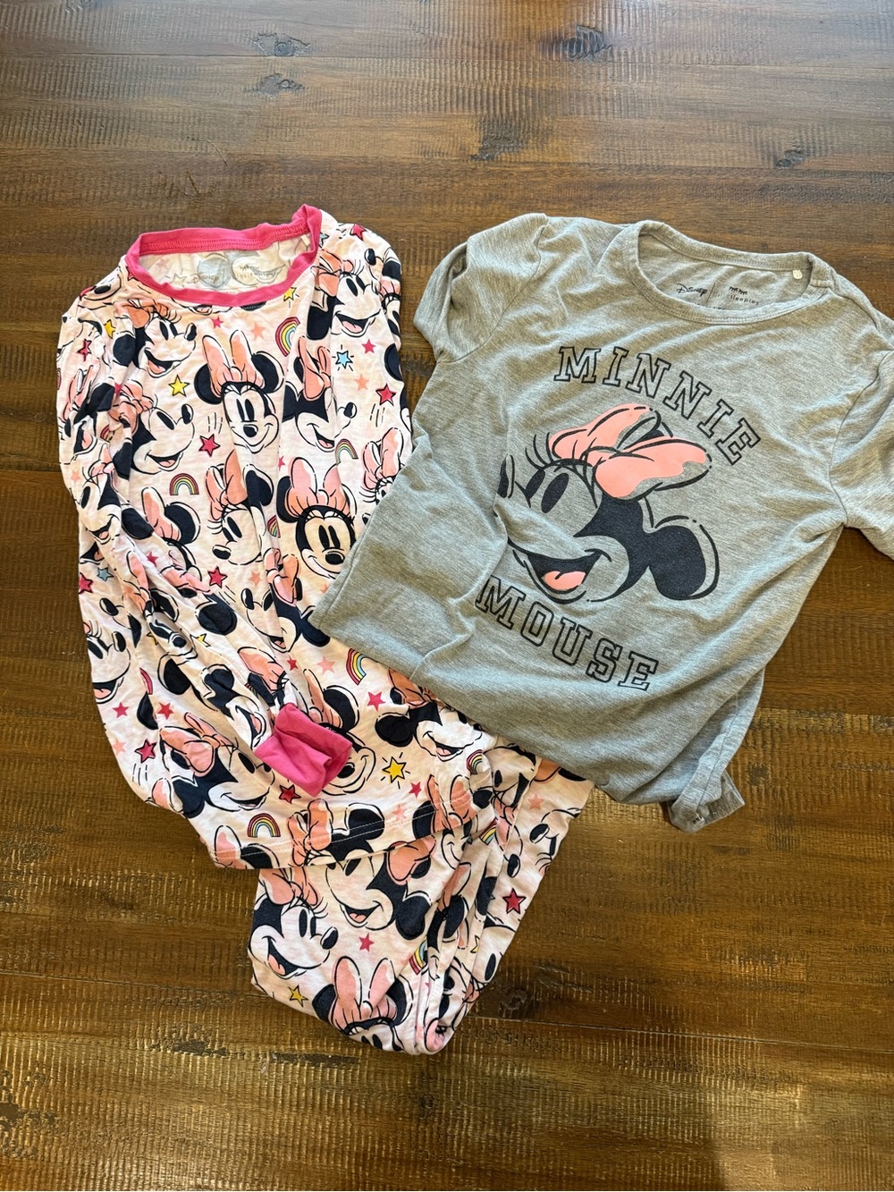 Little sleepies Minnie Mouse Pink & Gray Three -Piece Pajama Set